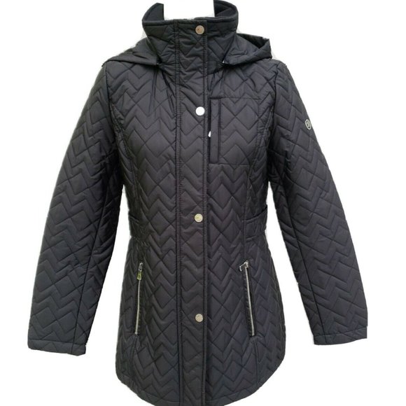 Calvin Klein Women's Quilted Chevron Jacket Black - Picture 5 of 12